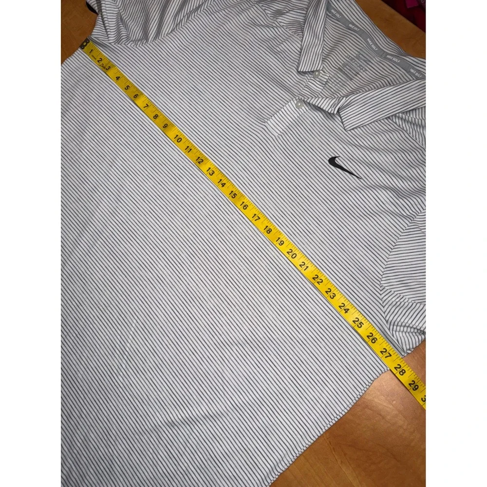Nike Golf Tiger Woods TW Dri-FIT Polo Shirt Mens XXL White Grey Striped